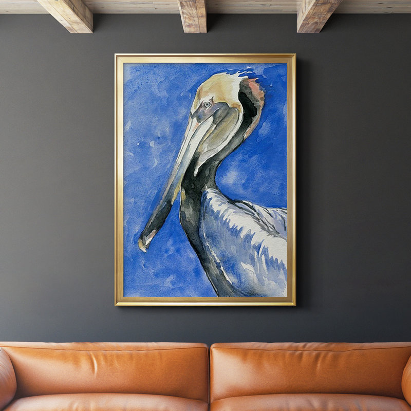 Pelican Pool II, reproduction d'art encadrée, Or, H 42,5 po x l 30,5 po x P 1 po