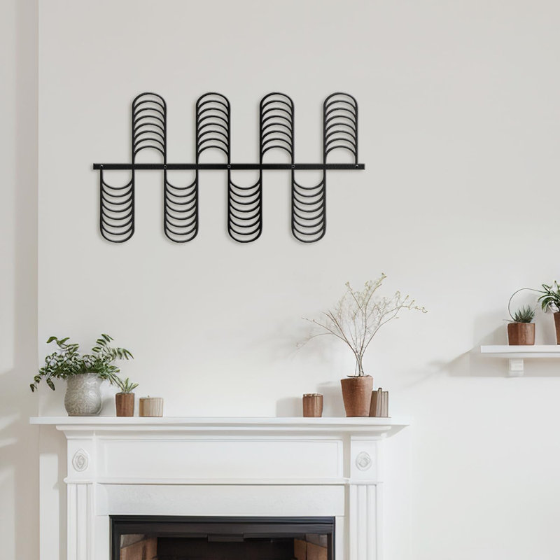 Décoration murale en métal, H 12 po x l 24 po x P 0,05 po, Noir