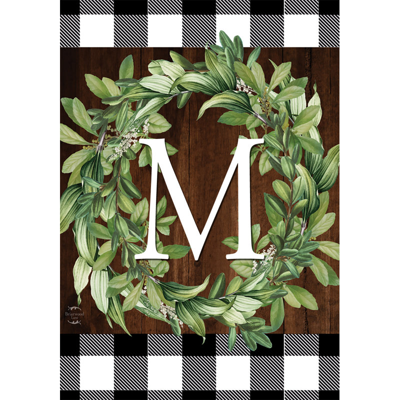 Wreath Monogram M Garden Flag