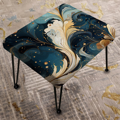 Beige Cosmic Marble Elegant Whirls - Marble Rectangle Ottoman