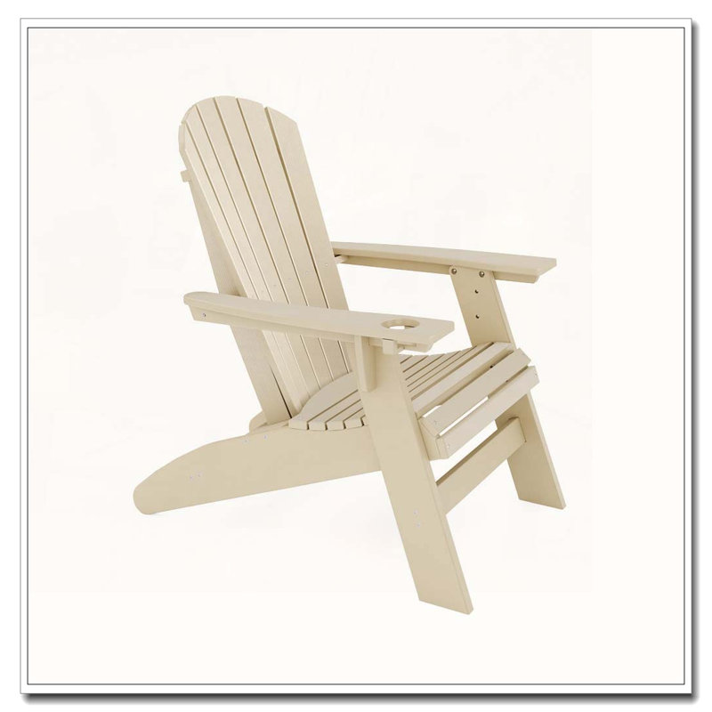 Sturdy HDPE Poly Lumber Adirondack Chair, Beige