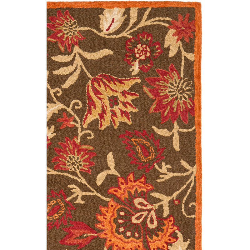 Tapis floral en laine crocheté à la main Emrick Blossom, Tapis de couloir 2 pi 3 po x 11 pi