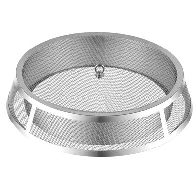 Pare-étincelles 19 pouces pour foyer d'extérieur, couvercle en maille d'acier inoxydable avec poignées et tisonnier, résistant à la chaleur, idéal pour l'extérieur, le patio, la cour, le camping et les fêtes, aide à contenir les étincelles, finition argentée