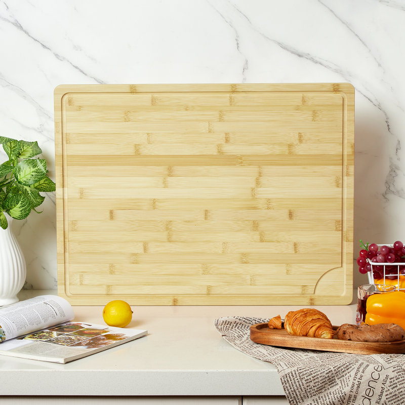 Extra Large Bamboo Cutting Board 24"x18", XL Chopping Board for Kitchen with Juice Groove & Handles