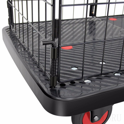 Foldable Platform Push Hand Truck Cart, Basket Cage Cart, 330 Lbs. Weight Capacity