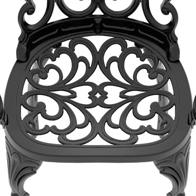 Mobilier d'extérieur noir en aluminium - Résistant à la corrosion et 3 coussins confortables