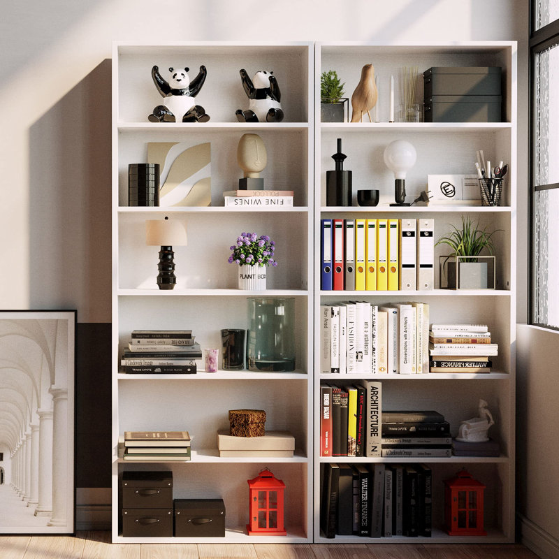 70" 6-Tier Freestanding Bookshelf Multipurpose Display Shelving, Industrial White