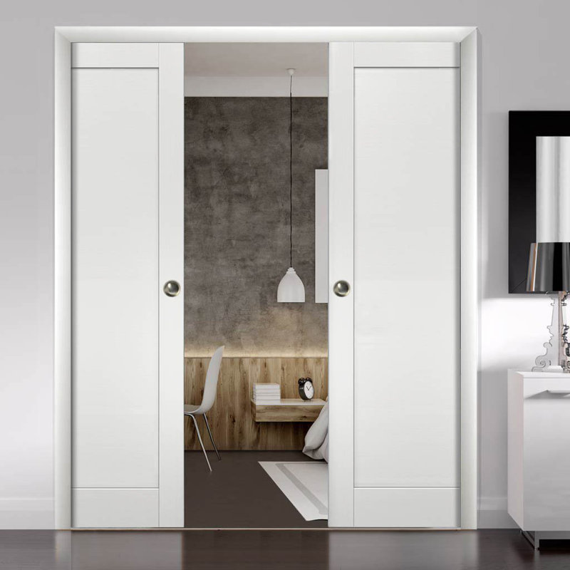 Portes blanches à panneau coulissant Quadro, 48 po x 80 po