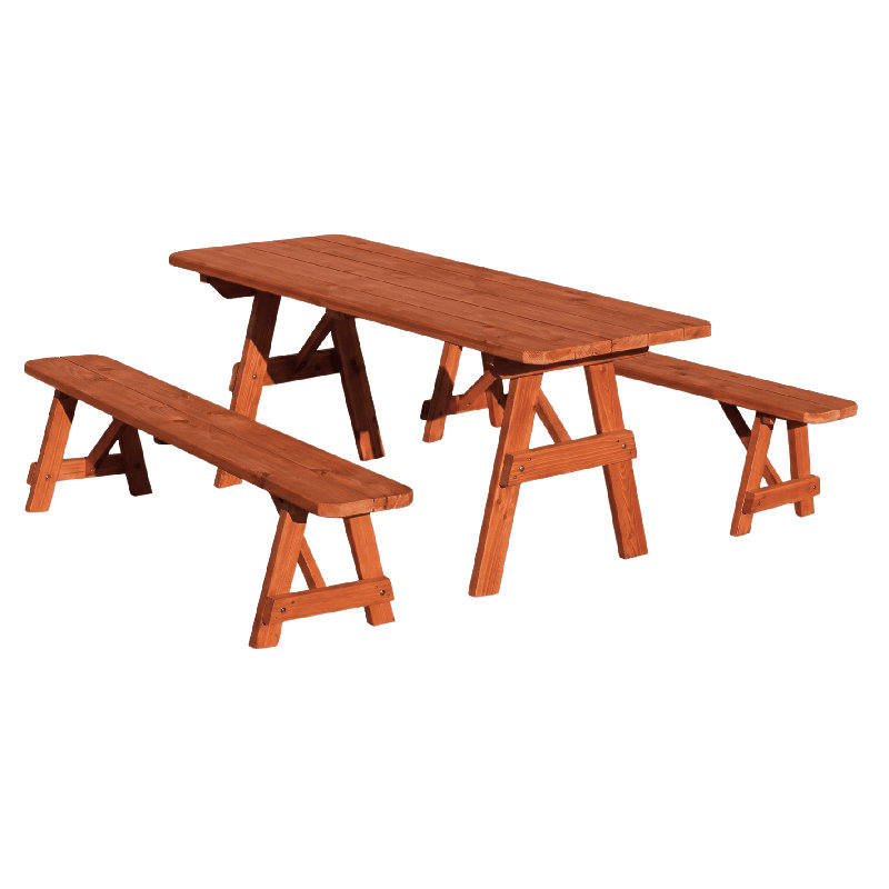  Table en cèdre rouge 8 pi avec 2 bancs, teinture cèdre Franklin, Teinture cèdre, 8 pieds avec 2 bancs
