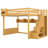 Wooden Loft Bed With Staircase And Wardrobe,Storage Shelves And Under-Bed Space-1655489434