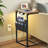 27“ C shaped Side Table with Charging Port, Small End Table with LED Light & Storage Bag,Nightstand for Living Room