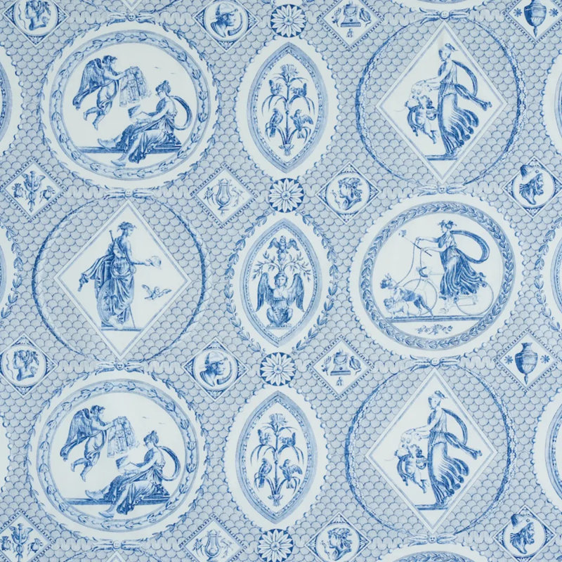 Tissu 100% coton Les Scenes, bleu
