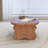 Retro Artistic Irregular Walnut Coffee Table With 2-Tier Storage