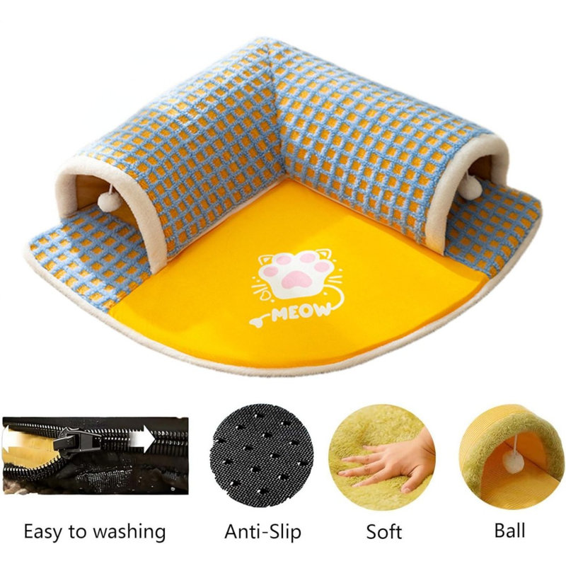 Lit pour chat avec tapis en peluche amovible, Grand L 27,56 po x l 27,56 po