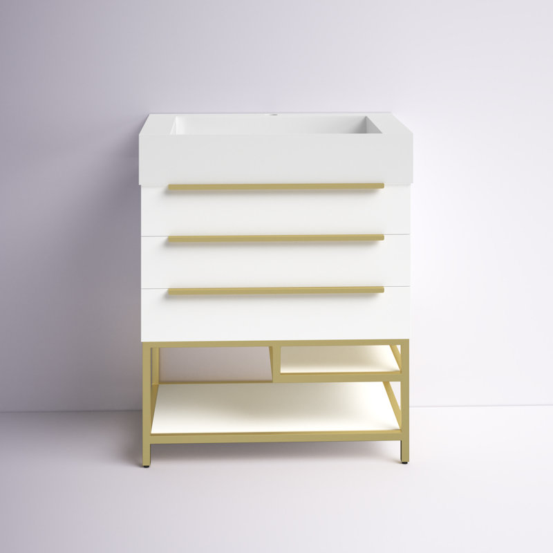 Ensemble de meuble-lavabo simple 30 po Glasgow, Blanc très luisant