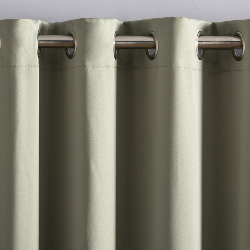 Polyester Room Darkening Noise Reducing Sliding Panel, Sage Green