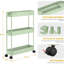 Chariot de rangement mince à 3 niveaux, utilitaire roulant d'organisation de salle de bain, étagère mobile coulissante pour le bureau, la cuisine, la salle de lavage et les espaces étroits, vert