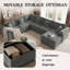 Canapé modulaire en chenille 144 pièces 7 pièces 144 po avec repose-pieds large 144 po-1667680924