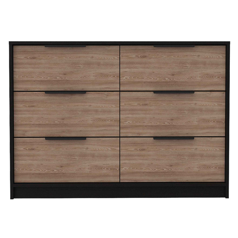 Commode rectangulaire 4 tiroirs Wengé et pin