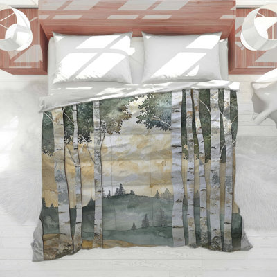 Birch Tree Forest Landscape Comforter