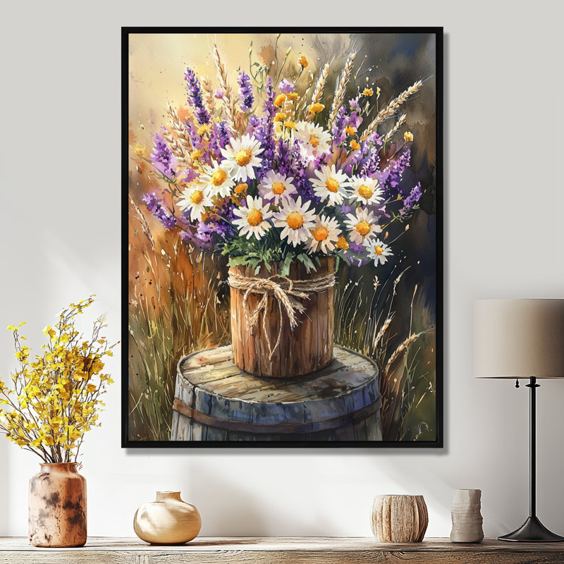 Napolitano - Floral Canvas Prints, Black, Floater Framed Print, 20" H x 12" W