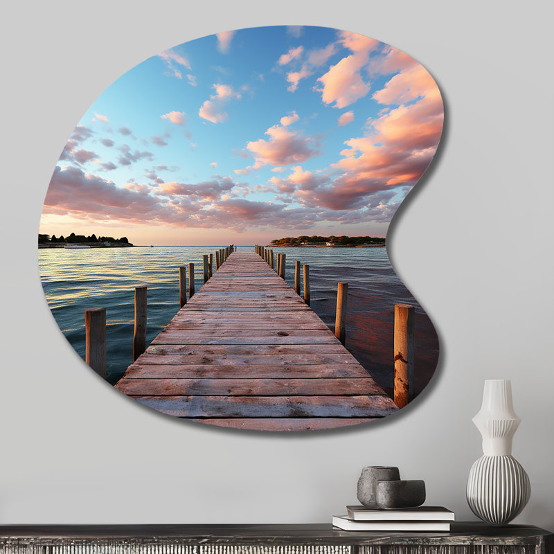 Casto - Coastal Pier Drop Shape Assymterical Metal Wall Art, 27" H x 27" W