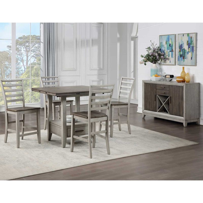 Abacus 5-Piece Counter Drop-Leaf Dining Set(Table & 4 Chairs)