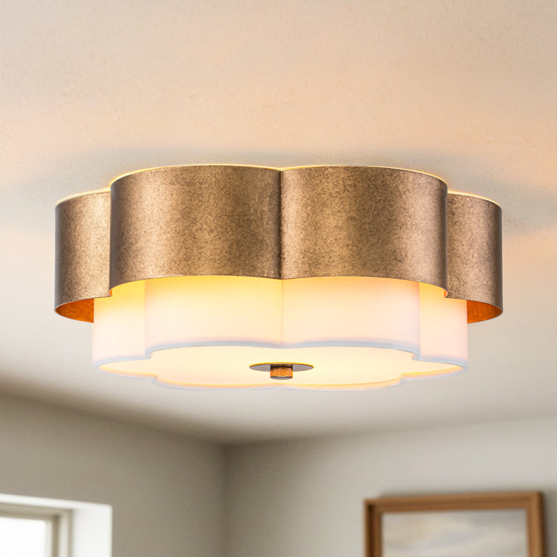 Luminaire encastré à 2 lumières au fini feuille d'or vieilli Aubrielle pour chambre à coucher