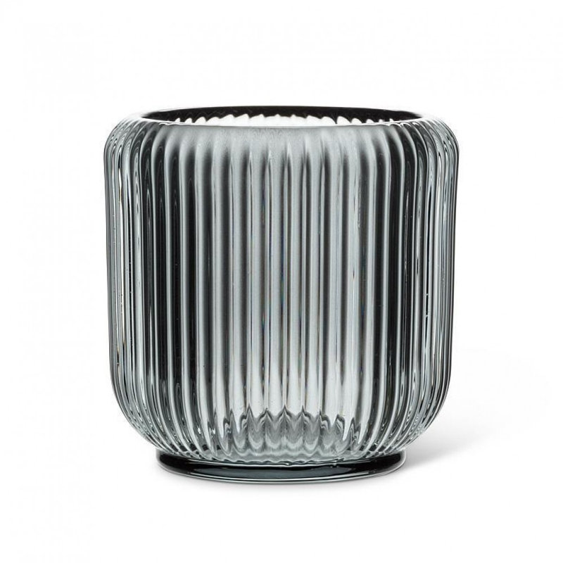 Grand bougeoir votif côtelé, Gris, H 3,50 po x l 3,25 po