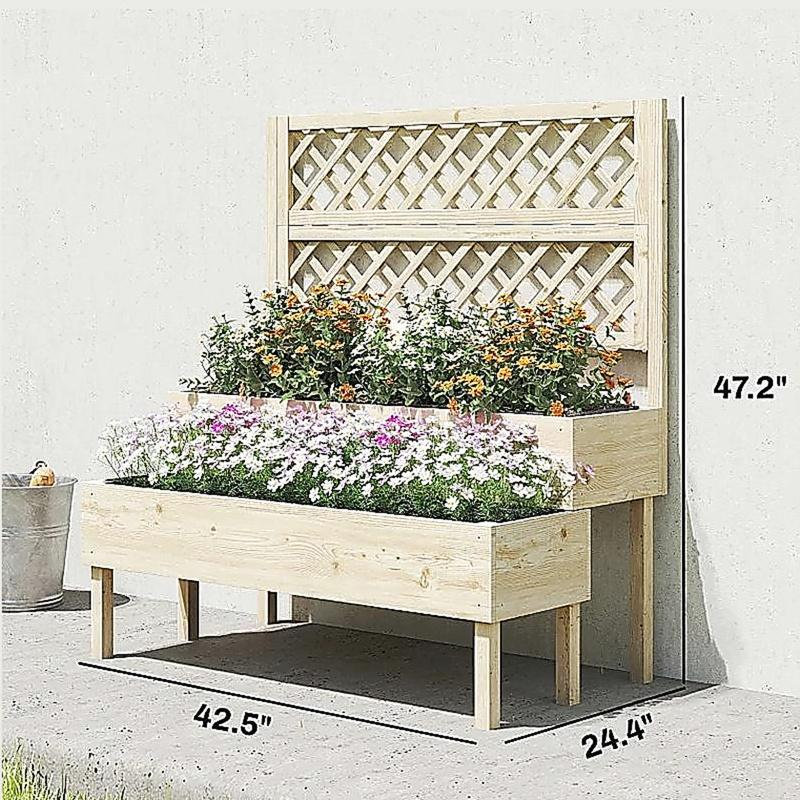 Boîte à fleurs surélevée pour patio, boîte à fleurs en treillis, lit de jardin surélevé pour l'extérieur