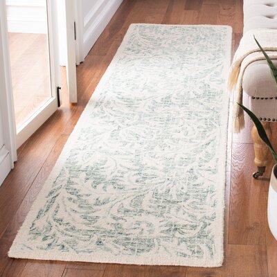 Rumbaugh Floral Handmade Tufted Wool Green Area Rug -  Alcott HillÂ®, 1D43F8F24F794B67A344477494870F67