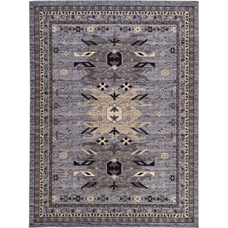 Tapis oriental gris Eesi, Rectangle 9 pi 10 po x 13 pi 1 po