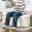 Banc de rangement avec repose-pieds 46 po, banc de rangement rembourré en polaire Teddy
