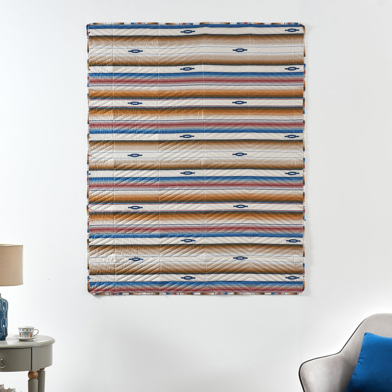 Sapphire and Red Southwestern Reversible Cotton Throw Blanket