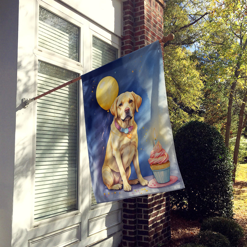 Drapeau «Happy Birthday House», Labrador Retriever blond