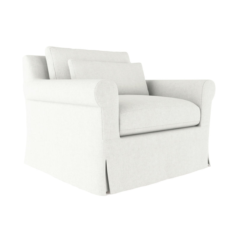 Transitional Chair, 34" H x 40" W x 42" D, Plush Velvet Blanc, Natural