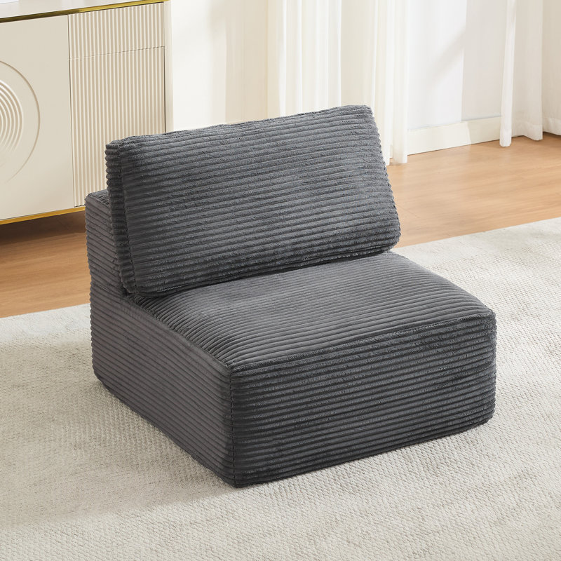 Fauteuil d'appoint en velours côtelé Acuna, Gris ardoise