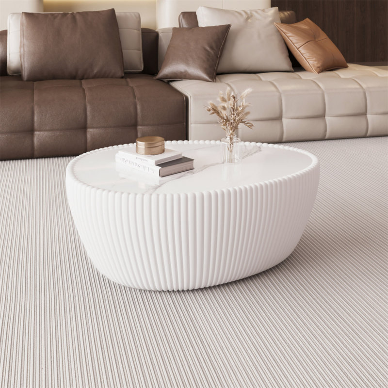 Table basse moderne en similicuir avec œufs d'oie en forme de poule blanche pour meubles de salon, Blanc