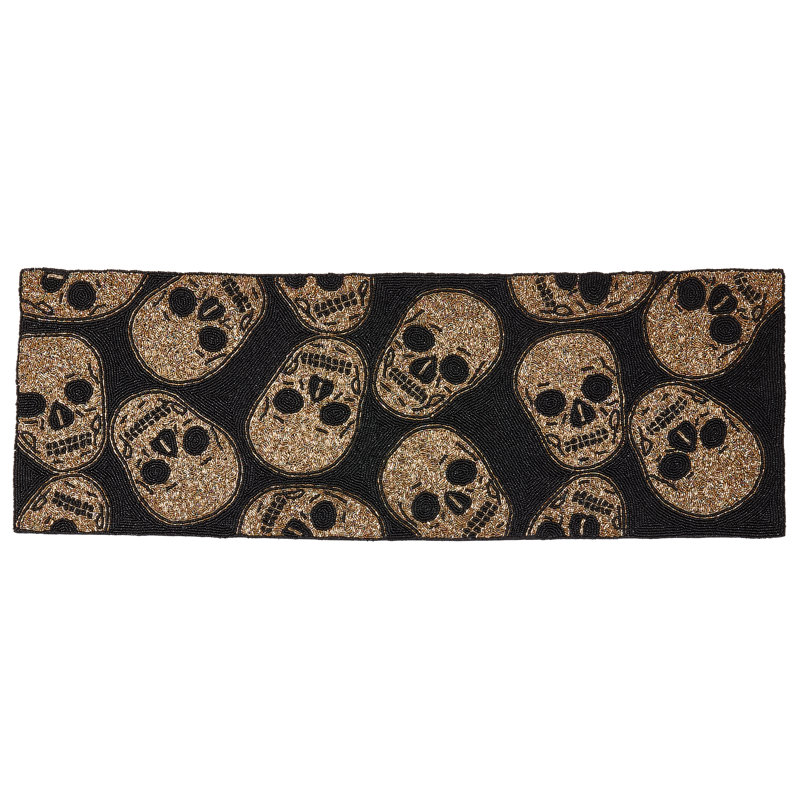 Edgy Beaded Skulls Table Runner
