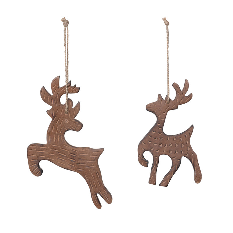 7.5'' Mango Wood Animals Holiday Shaped Ornament