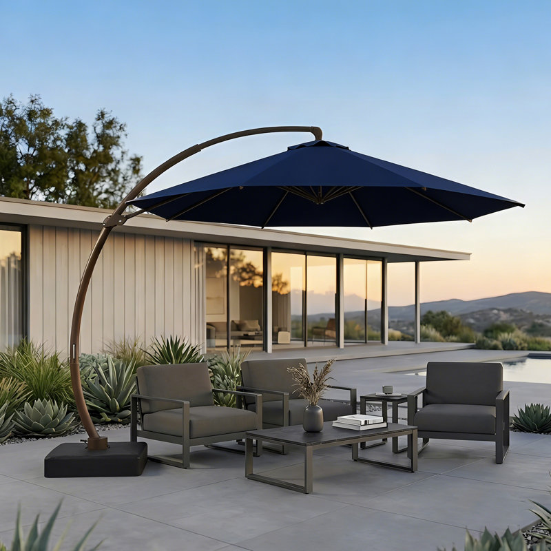  Parasol de patio en porte-à-faux 11 pi avec base incluse, Marine