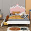 Lit de princesse simple avec détails rembourrés et tête de lit en forme de couronne