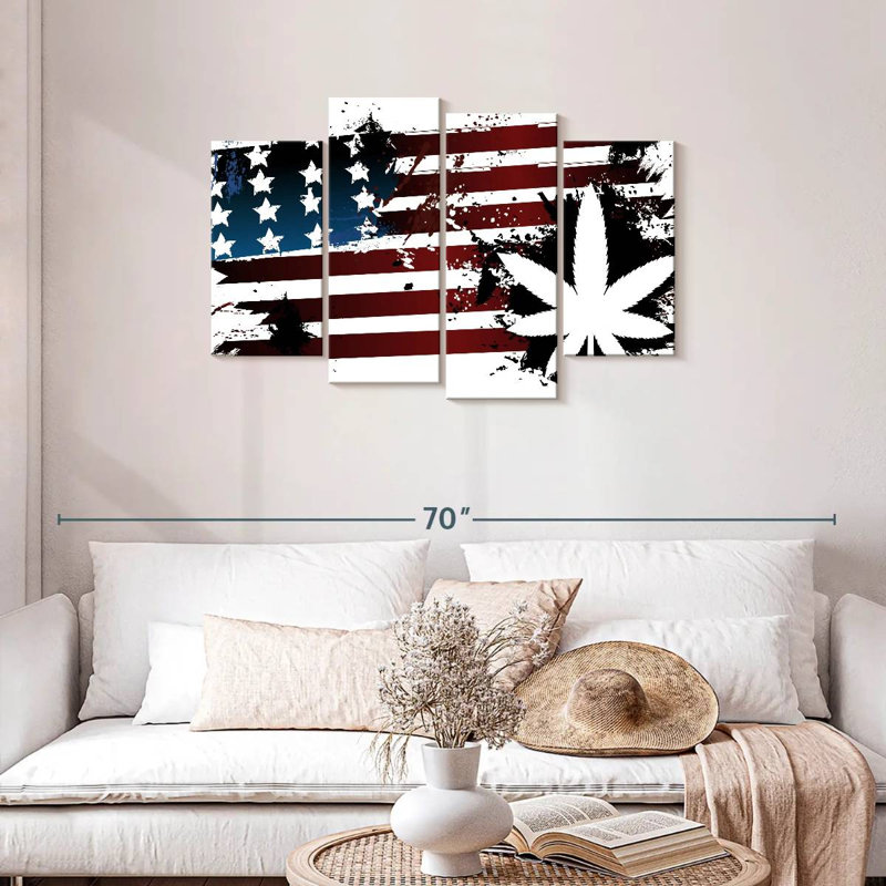 Marijuana et drapeau américain, H 27 po x l 43 po