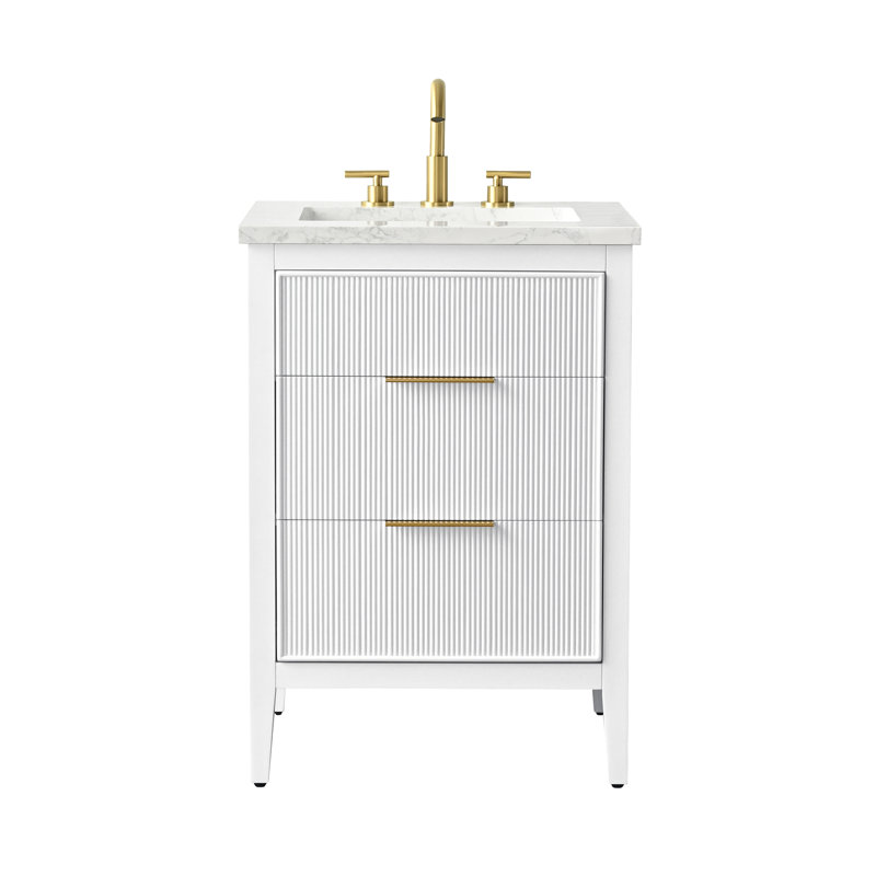 Bilroy 24'' Single Bathroom Vanity with Engineered Stone Top, White