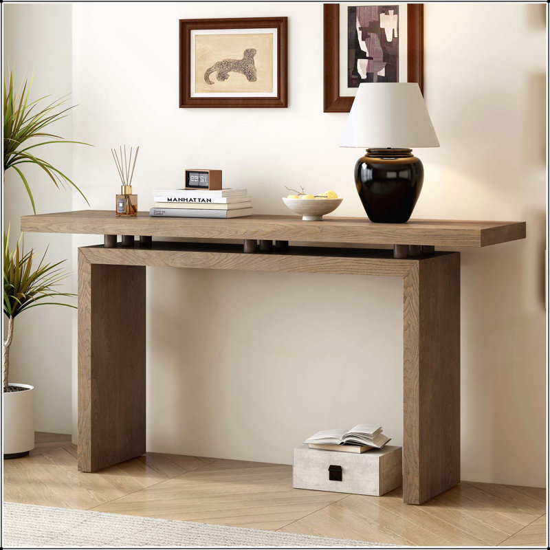 Console en placage de frêne de conception unique, de style simple, avec un plateau de table astucieux, convenant à un vestibule, un couloir, un salon, un vestibule