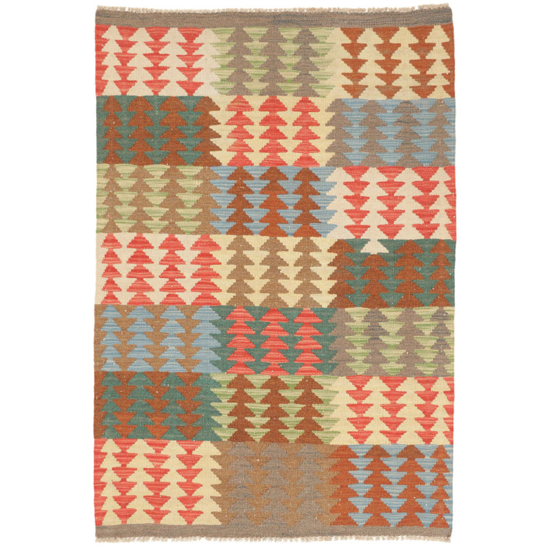 Rectangle 104 cm x 153 cm Wool Hand Woven Kilim