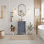 Meuble-lavabo de 45,7 cm (18 po) avec lavabo en céramique, meuble autoportant avec tablette réglable, structure en bois massif et MDF, style rétro, gris-1830627725