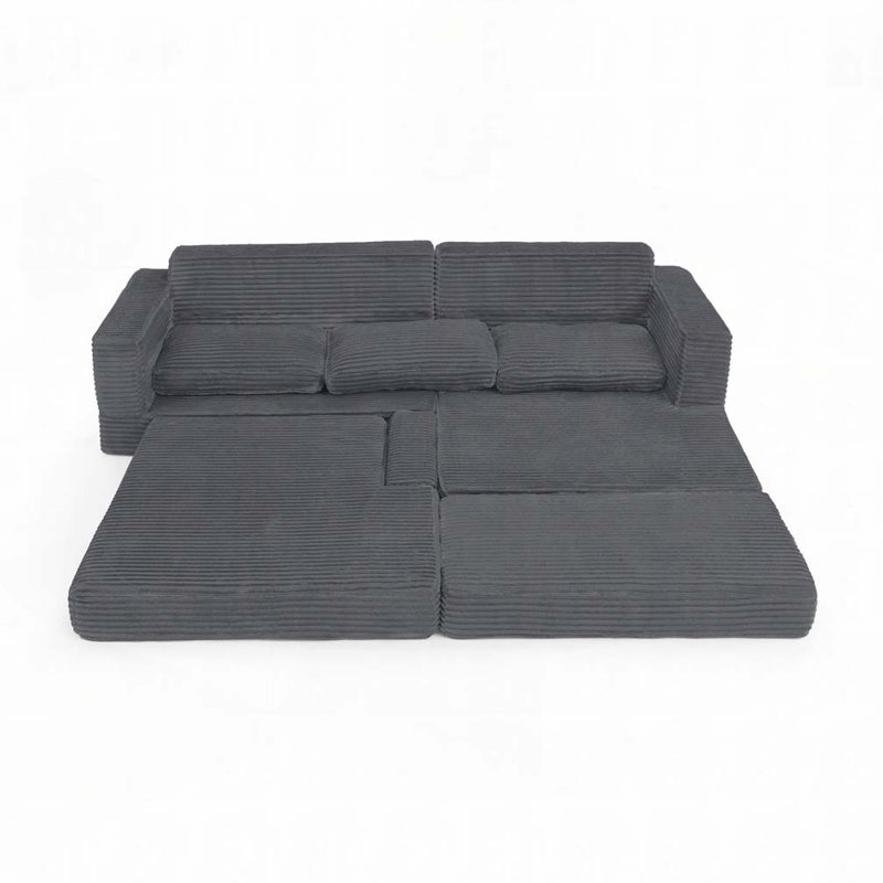 Canapé modulaire en velours côtelé Corduroy, Gris