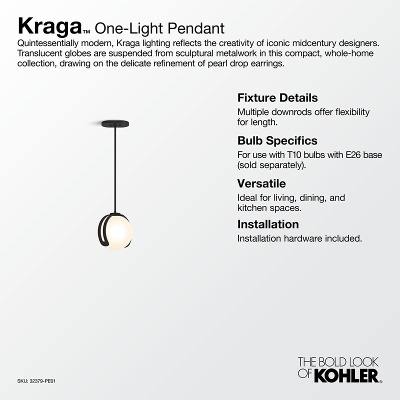 Kraga 10" 1 - Light Pendant, Matte Black