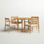 Ensemble 5 pièces de table de salle à manger et de fauteuils en teck 48 po Lido - Coussins en lin Sunbrella Bliss Lido